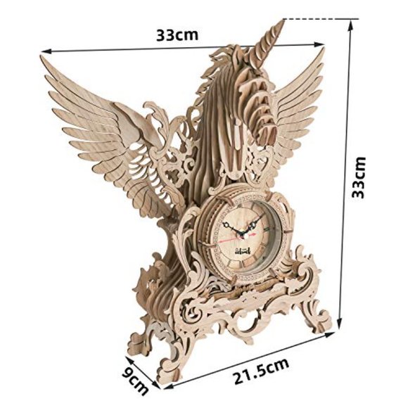 3D Wooden Puzzle Laser Cut Unicorn 71pc Jigsaw Puzzles Assembly Clock Model Kits - Picture 7 of 14